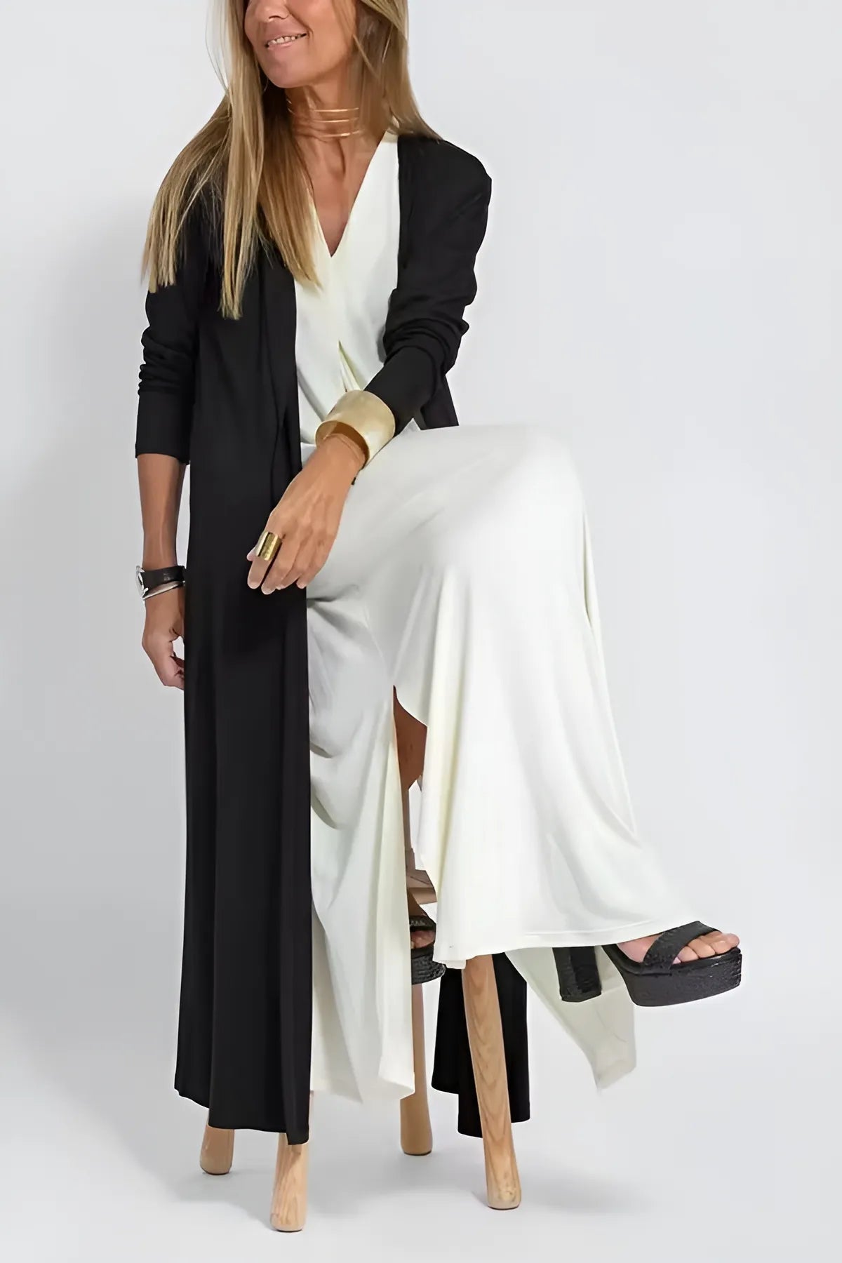 Serena - Elegant long dress + matching cardigan FREE