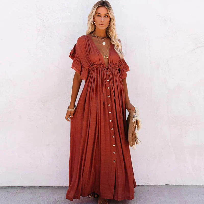 Julie™ - Long Red Beach Dress