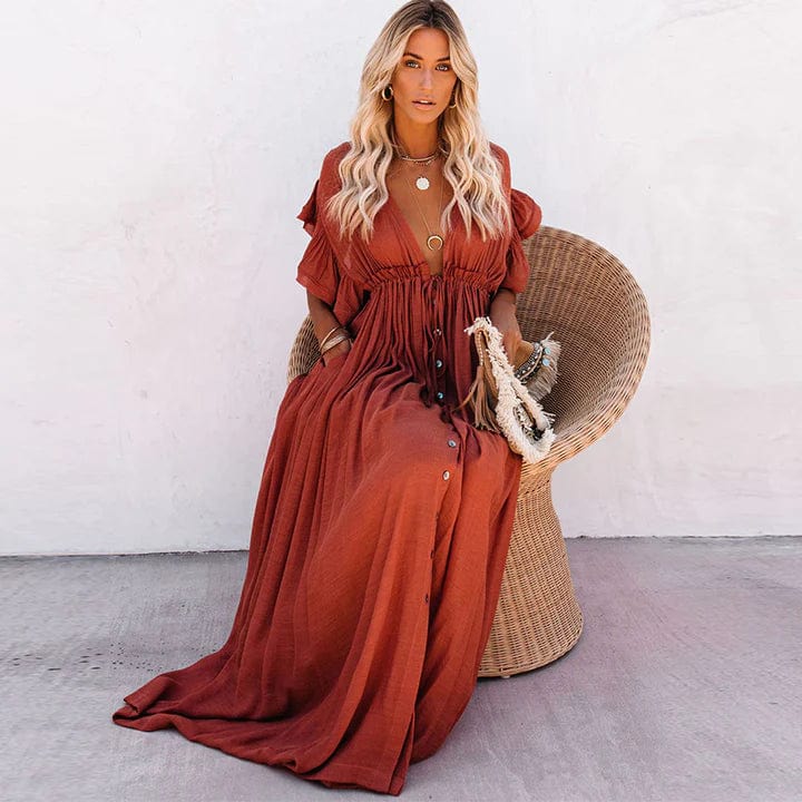 Julie™ - Long Red Beach Dress