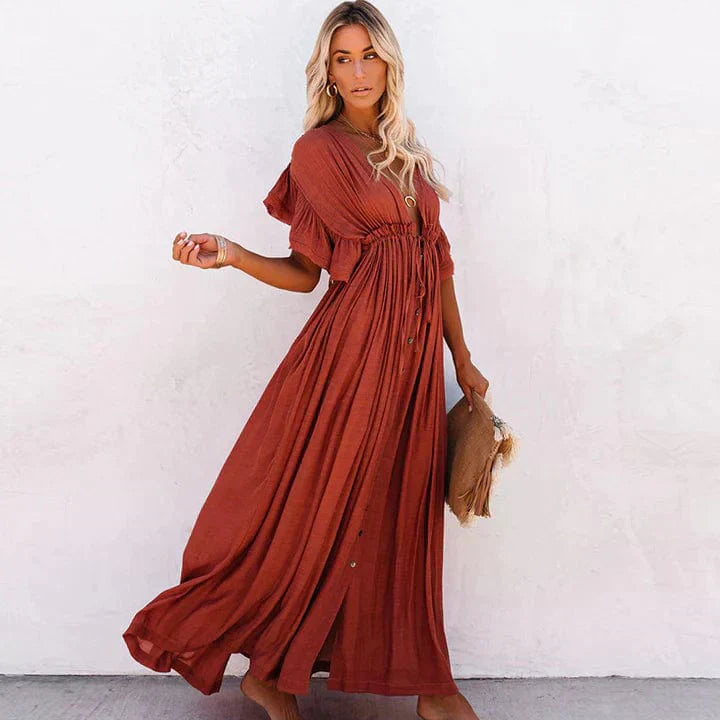 Julie™ - Long Red Beach Dress