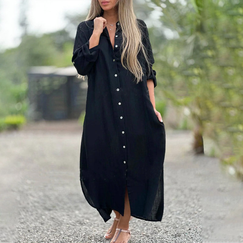 Amora - Relaxed Dress with Button Front