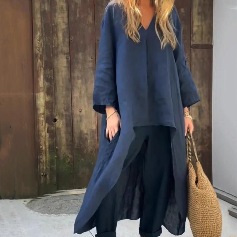 ABBY | 2 PIECE SET WITH LOOSE POCKETS AND V NECK